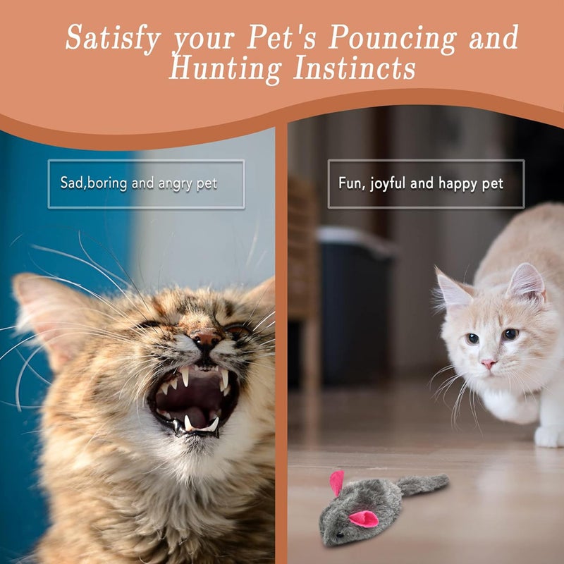SunGrow Squeaky Plush Mice for Cats, 3 Tug Squeaker Chews for Kittens' Interactive Fun, Hide and Seek Activity, Soft Stuffed Fetch for Ferrets - Image 4